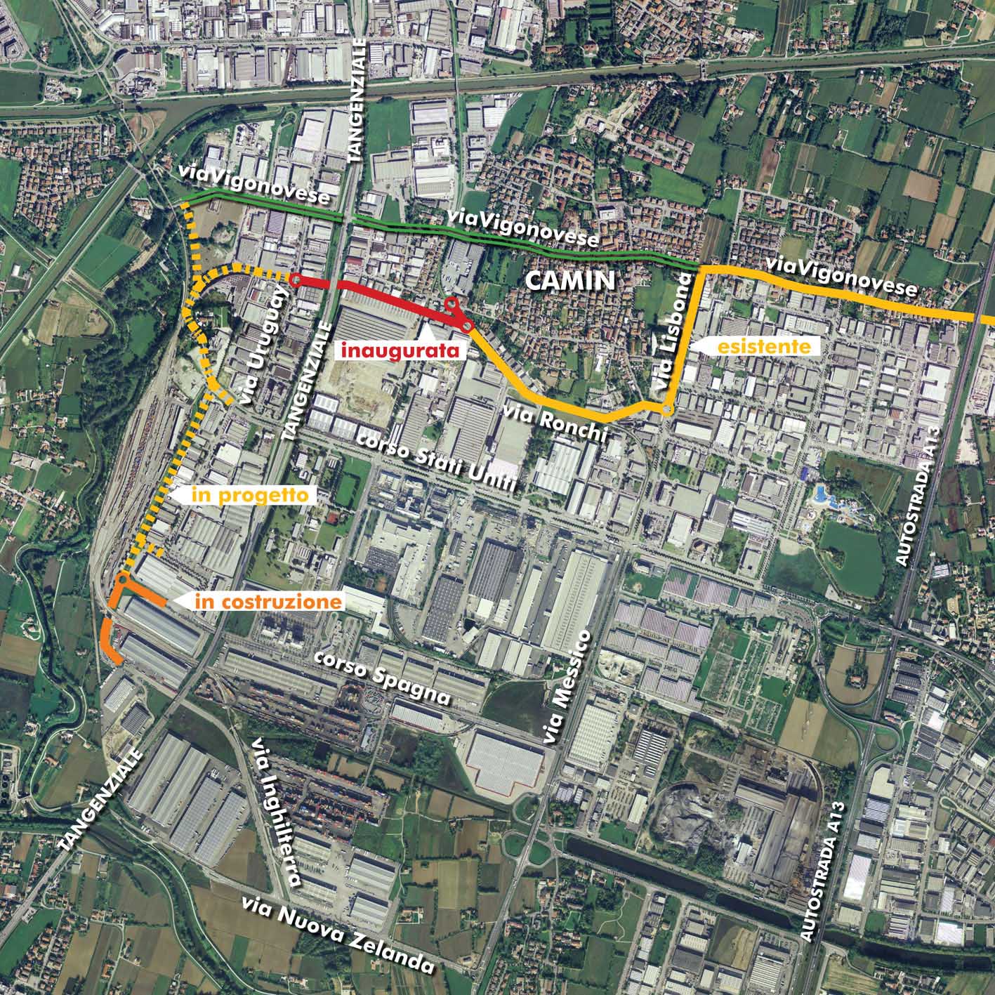 Padova inaugurata nuova bretella in ZIP mappa lavori fatti e in fieri 1