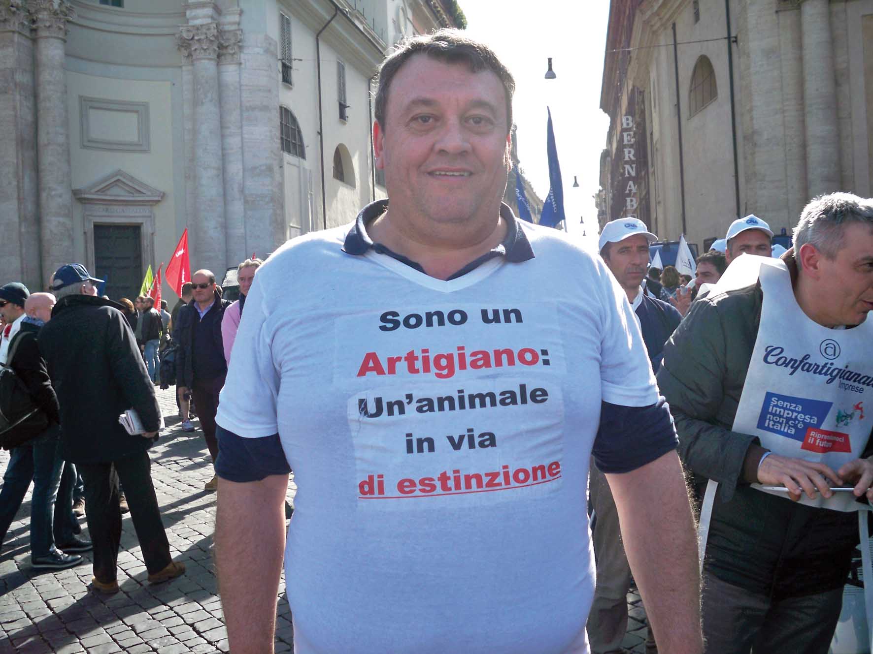 Manifestazione PMI rete Italia Roma artigiano 18 feb 2014 animale in via estinzione 1