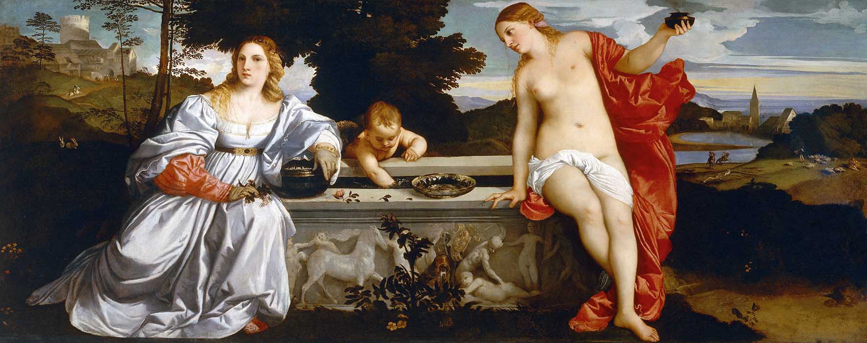 Tiziano Vecellio Amor Sacro e Amor Profano Gallería Borghese Roma 1514