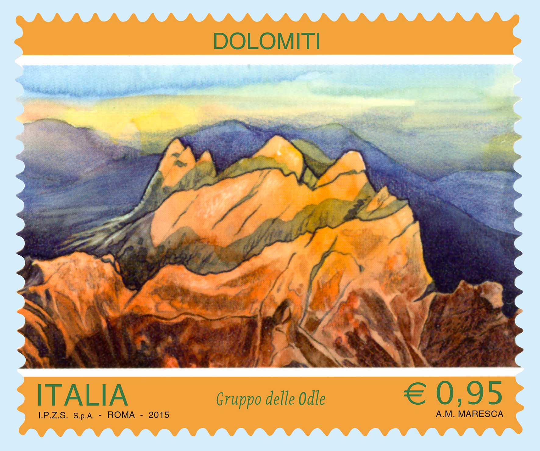 poste italiane francobollo ordinario dolomiti odle