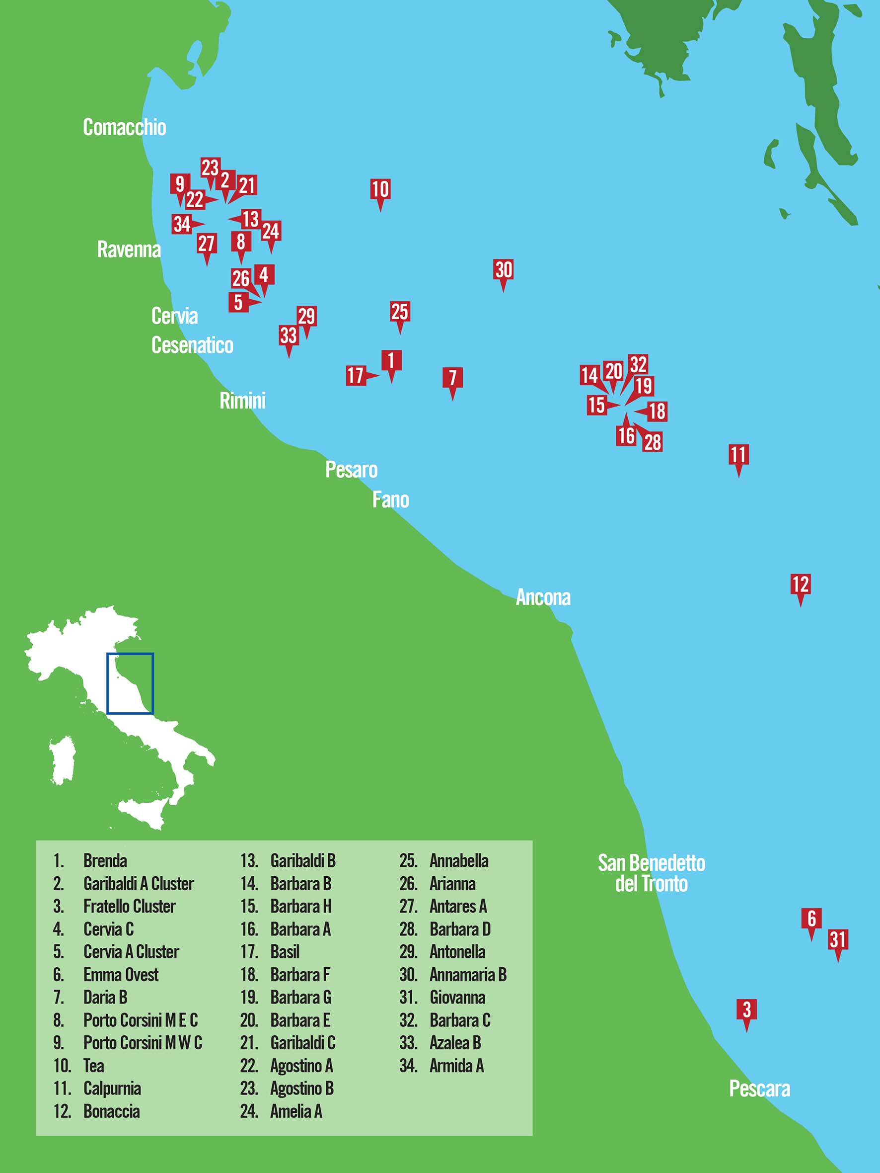 greenpeace MAPPA PIATTAFORME petrolifere adriatico