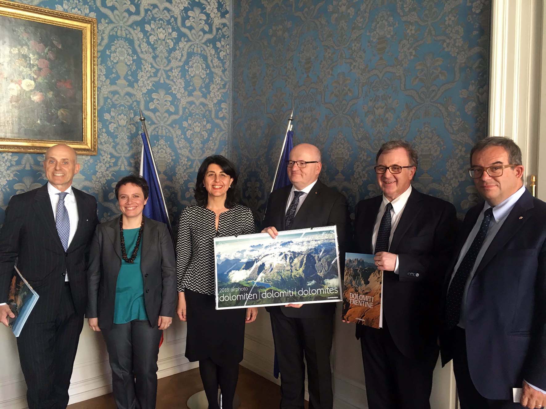 Mariagrazia Santoro pres Fondazione Dolomiti UNESCO con Mauro Gilmozzi incontra Daniel Herman Min Cultura Rep Ceca Praga