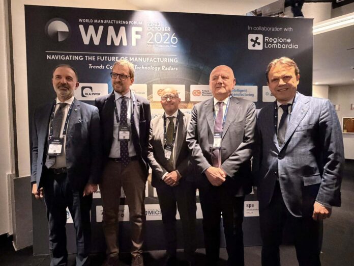 assessori regionali allo Sviluppo economico- da sx Massimo Bitonci (Veneto), Guido Guidesi (Lombardia), Alessio Piana (Liguria), Vincenzo Colla (Emilia Romagna) e Andrea Tronzano (Piemonte). Distretto manifatturiero unico del Nord